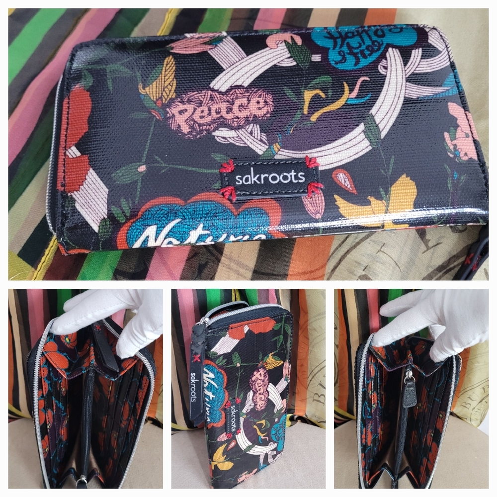 Sakroots Black Floral Wallet